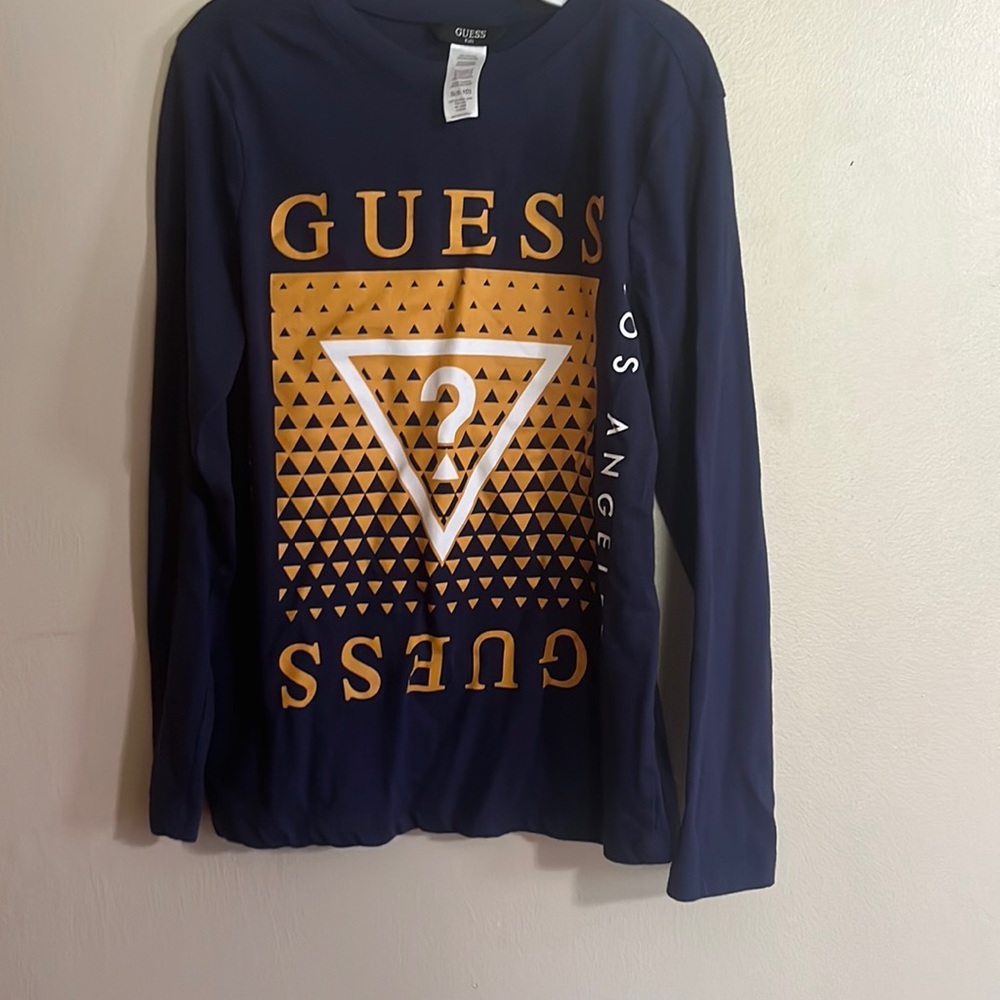Guess kids boys size small 8-10 long sleeve blue and gold